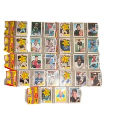 9 factory-sealed 1988 Topps Baseball rack packs containing 42 cards + 1 All-Star