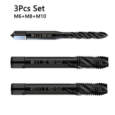 Gewindebohrer-Set mit optimierten Nuten zur Spanabfuhr M6/M8/M10 3-teilig für M