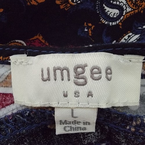 Umgee USA Womens Tunic Top Size L Boho Tasseled Tie Neck Black Multi Color - Picture 3 of 12