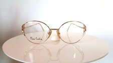 Luxury eyeglasses, Gold plated, PIERRE CARDIN, aquamarines, oval, scallop, frame