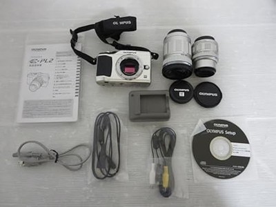 Olympus Pen Lite E-PL2 Gold Body + 14-42mm, 40-150mm Double Lens Kit w/Box