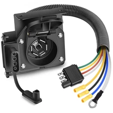 Dual Output 4 Way Flat Vehicle Side to 7 Way RV Blade Wiring Adapter 4 Pin to 7 