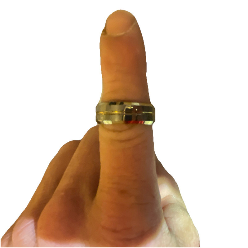 Gold Band Ring Size 7, 8mm Wide, No Stone, Engraved Inside