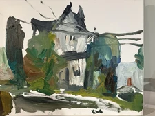 Post-Cubism Plein Air Oil Painting Landscape House 16x20 Canvas Original Art