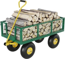 500lb Capacity Garden Wagon Cart,Steel Utility Cart w/ 10" Tires & Folding Sides