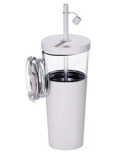 ASOBU® Marina See-Through Triton Tumbler w Flexible Straw (White) NEW Free Ship
