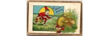 1900s Easter Postcard-Clown Chasing Rabbit-Lake Forest Lake Co IL-Evangelist