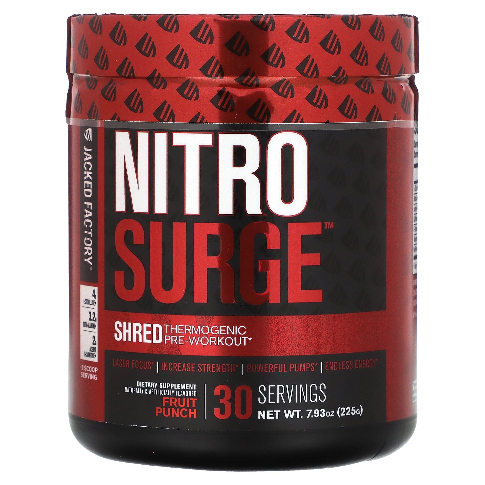 Nitro Surge Термогенный предтренировочный напиток Shred Фруктовый пунш 793 унции 225 г 6790₽
