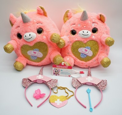 Lot of Rainbocorns Unicorn Rescue Pink Zuru 2-DJ Plushies & 6-Piece Accessories