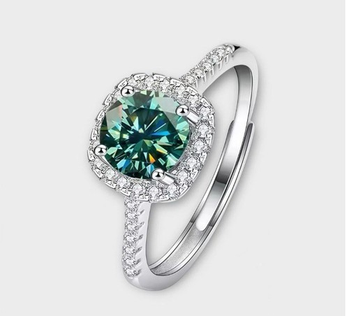 5.51Ct VS1,Emerald Dark GREEN Moissanite Engagement .925 Silver Ring Sz7