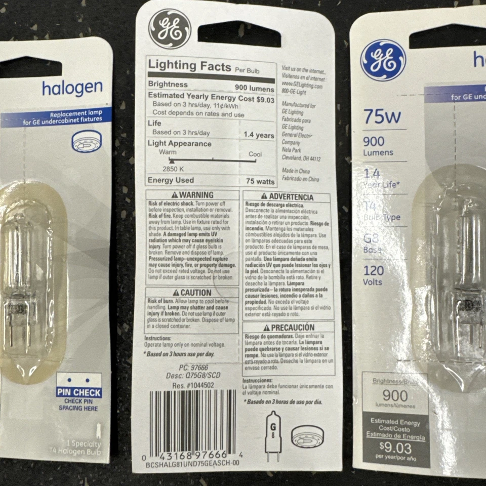 GE T4 Bulb Tyle G8 Base 120 Volts 75 W 97666 - Lot of 6 - Image 3 of 3