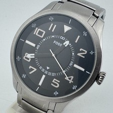 Reloj Cuarzo Fossil FS-4475 Hombre 50m Plateado Negro Acero Analógico Batería Nueva 6.75"