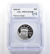 2000-W $50 American Platinum Eagle 1/2 Oz Platinum PR70 DCAM ICG 2791.90 per troy oz