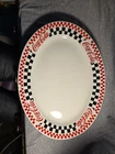 Vintage 1996 Gibson Coca-Cola White Checkered Ceramic Dinner Serving Platter