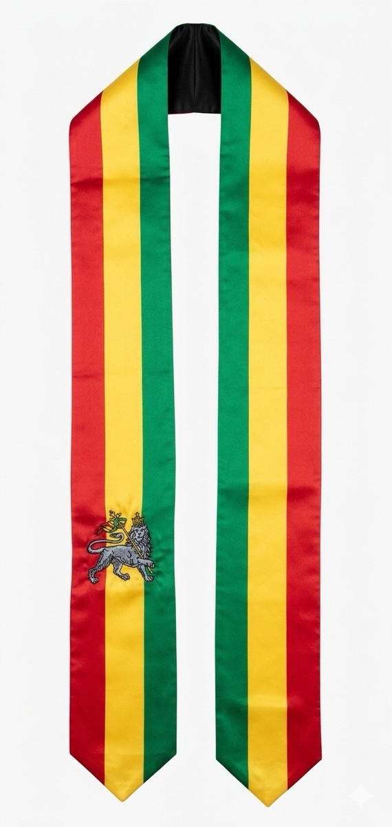 Ethiopia Rastafari Lion Flag Graduation Sash/Stole View 3