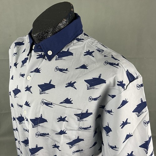 Sporty's Wright Bros. Shirt XL Mens SS Button Down All Over Print Avaitor Jets - Picture 6 of 11