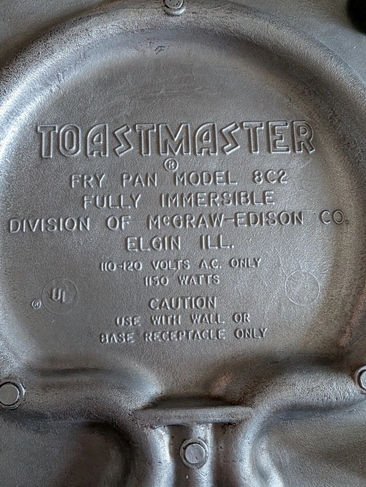 Plancha para sartén Toastmaster de colección acero inoxidable cromo modelo 8C2 tapa ventilada EE. UU. Foto 3 de 4