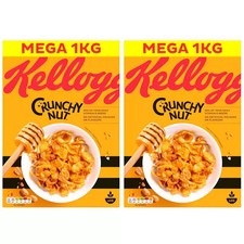 Kellogg's Crunchy Nut Sugar & Honey Cornflakes Breakfast Cereal Pack of 2 x 1kg