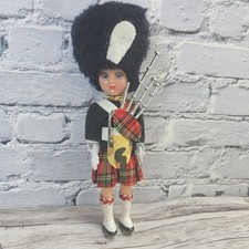 Vintage 1960's Celluloid/Plastic Scottish Guard Doll/ Bagpipes Scotland Souvenir