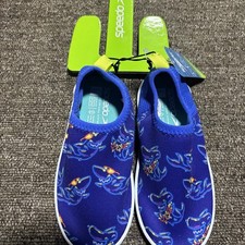 NWT Speedo Little Boys Large 9 10 Aqua socks Water Shoes Blue Sharks Rubber Sole
