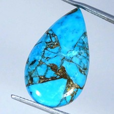11.50Cts Lab-Created Sky Blue Copper Turquoise Pear Cabochon 14X24X4MM