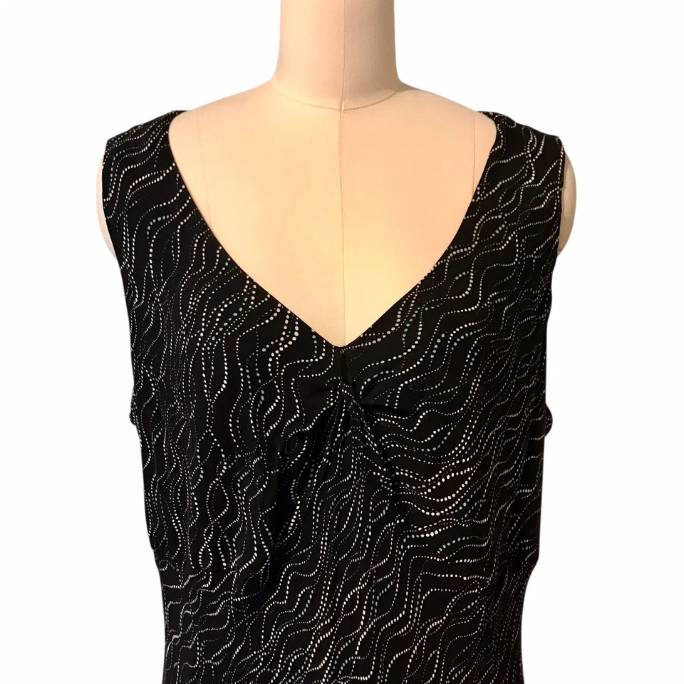 VTG 90’s Y2K ALFANI 100% Silk Maxi Dress Abstract Dot Print Babydoll Plus Sz 22W - Image 2 of 4