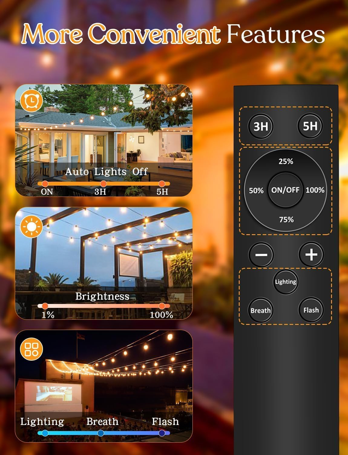 Catena Luminosa per Giardino e Gazebo 15M - LED G40 Dimmerabili - 4