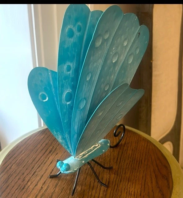 NWT Butterfly Garden Sculpture Metal Statue Yard Pool Pond Decor 10” - Image 2 of 3