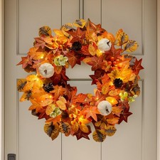 Zogxyc 18 inch /45cm Autumn Wreath Front Door Decor Reusable