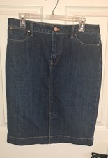 TALBOTS FIVE POCKET Short DENIM SKIRT Front Short Slit Nice Quality Sz 12P