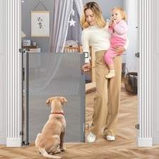42 Inch Extra Tall Baby Gate for Stairs 55 Wide Retractable Anti-Scratch Mes...