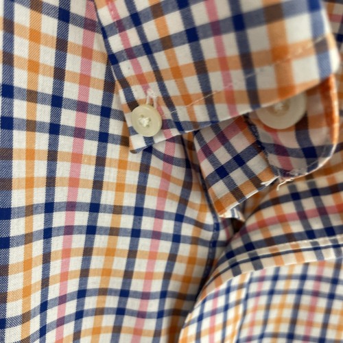 Saddlebred Wrinkle Free Shirt Mens 4XB Big 4X Orange & Blue Plaid Long Sleeve - Picture 5 of 14