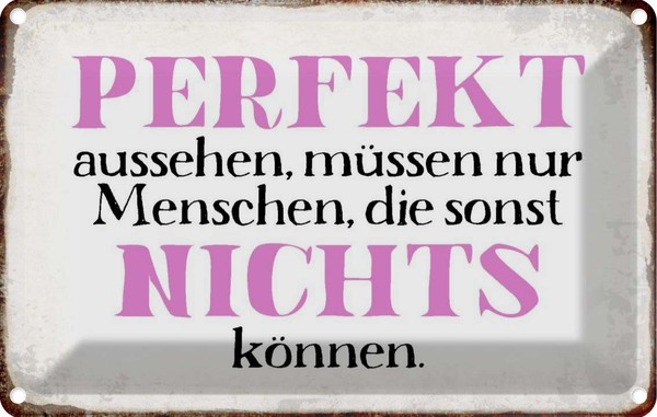 Blechschild 20X30 Cm Perfekt Aussehen Nichts KöNnen Dekoration Spruch Zitat Deko-image