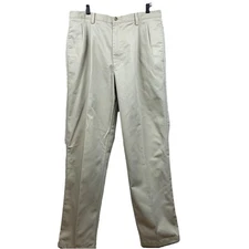 AUSTIN CLOTHING CO Chino Pants Men's Size 34 x 32 Beige Pleated Front Preppy