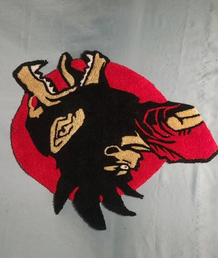 Dragon Ball Handmade Custom Tufted Rug 26x29 In , Goku And Ape Red And Black Rug - Image 4 of 4