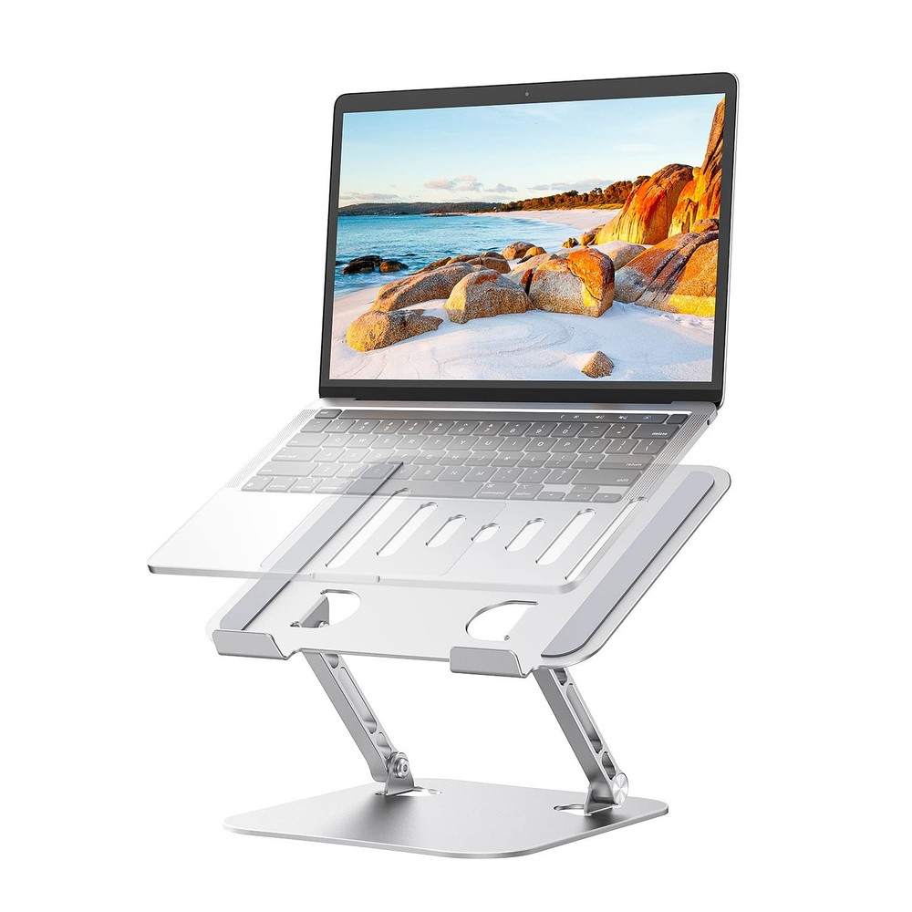 Ergonomic Aluminum Laptop Stand - Portable & Adjustable Desk Riser for Computers