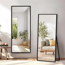 Full Length Mirror with Stand - 56 x 19 Aluminum Alloy Frame Full Body Mirror...