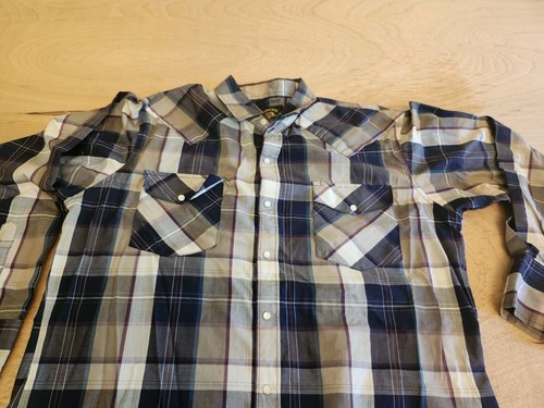 Vintage Saddle King Western-Mens Long Sleeve Pearl Snap Shirt, Size Large, Plaid - Picture 6 of 10