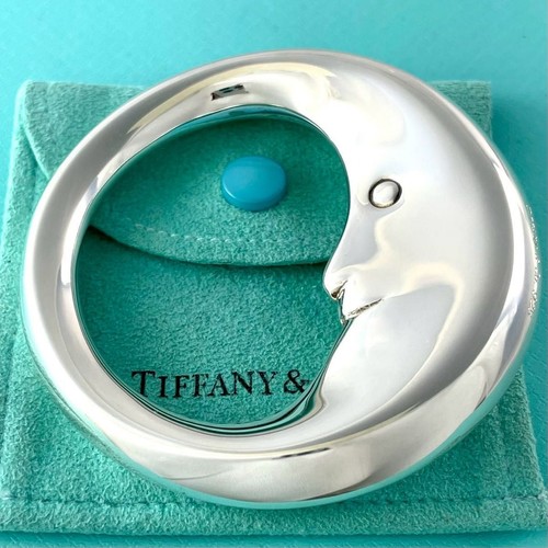 Tiffany & Co. Rattle Man In The Moon Baby Toy Silver 925 Rare Cleaned No Pouch