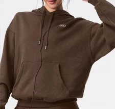 Alo Yoga Accolade Hoodie •Women M• Espresso Brown Oversized Athleisure