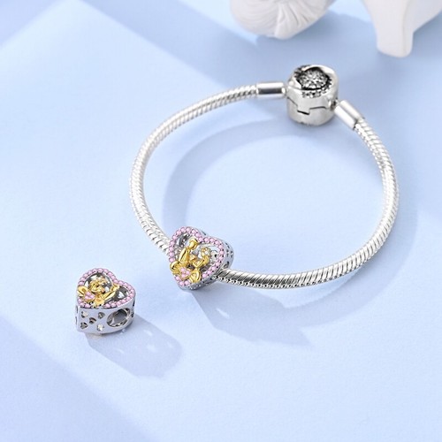 MULA 925 Sterling Silver Propose Love DIY Charm Pink AAA CZ For Women Bracelet - Picture 5 of 6