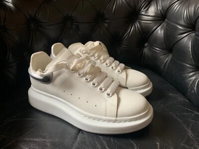 ALEXANDER MCQUEEN White & Silver Oversized Sneakers - Photo 1/4