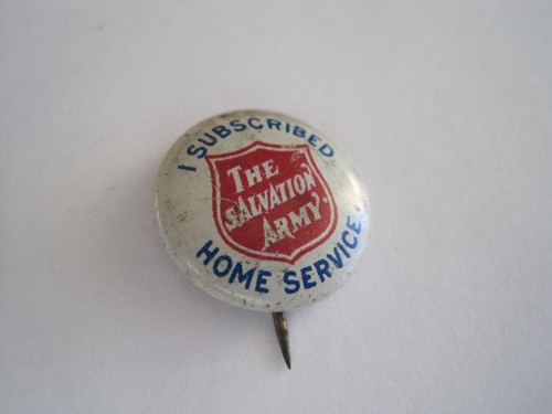 Salvation Army Pinback Antique 1917 Patent Date Home Service Antique