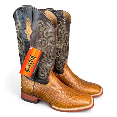 Ferrini Italia Men s 10D Belly Caiman Honey Leather Cowboy Boots (NEW)