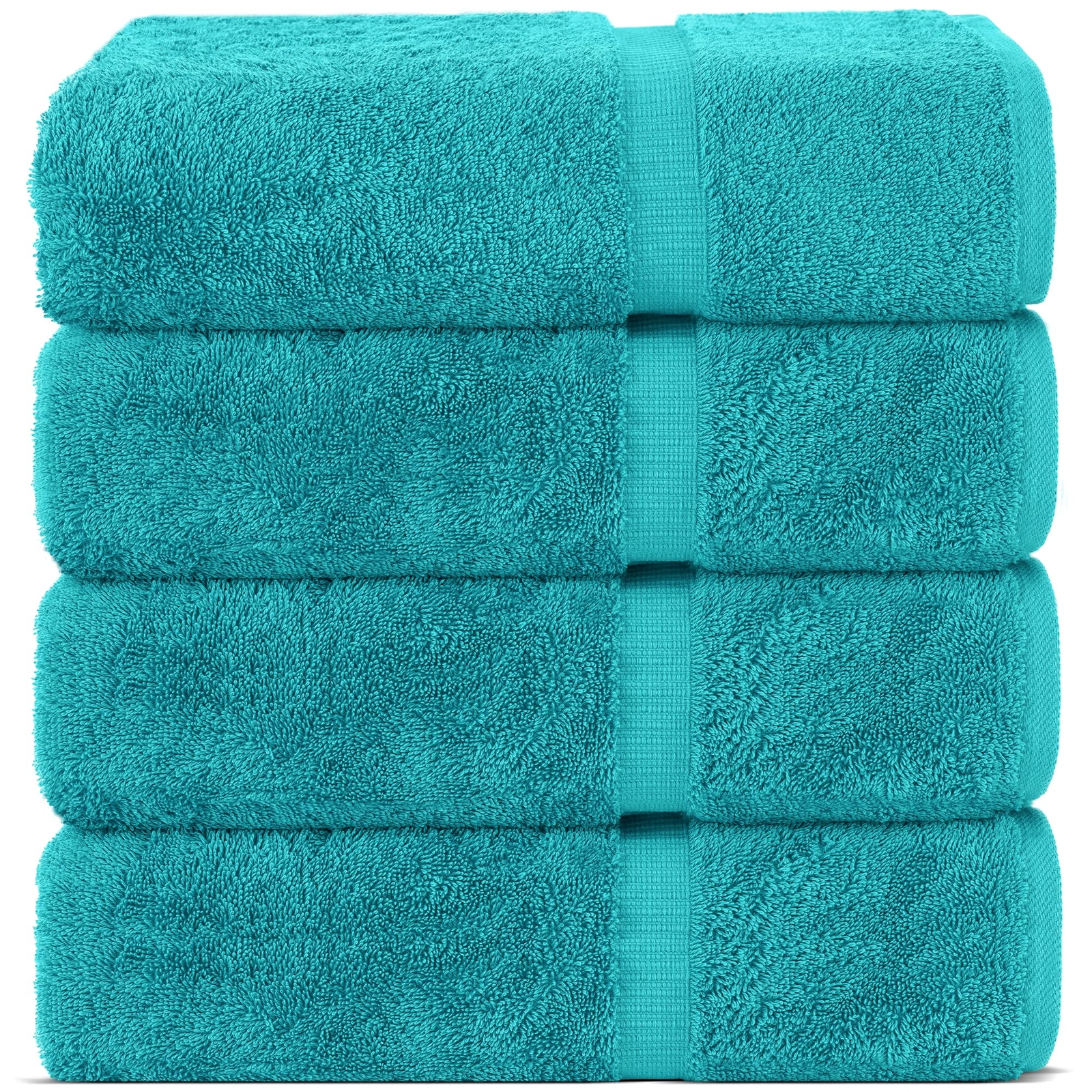 100% Cotton Premium Turkish Towel Set - Ultra Soft Absorbent 4-Piece in Aqua