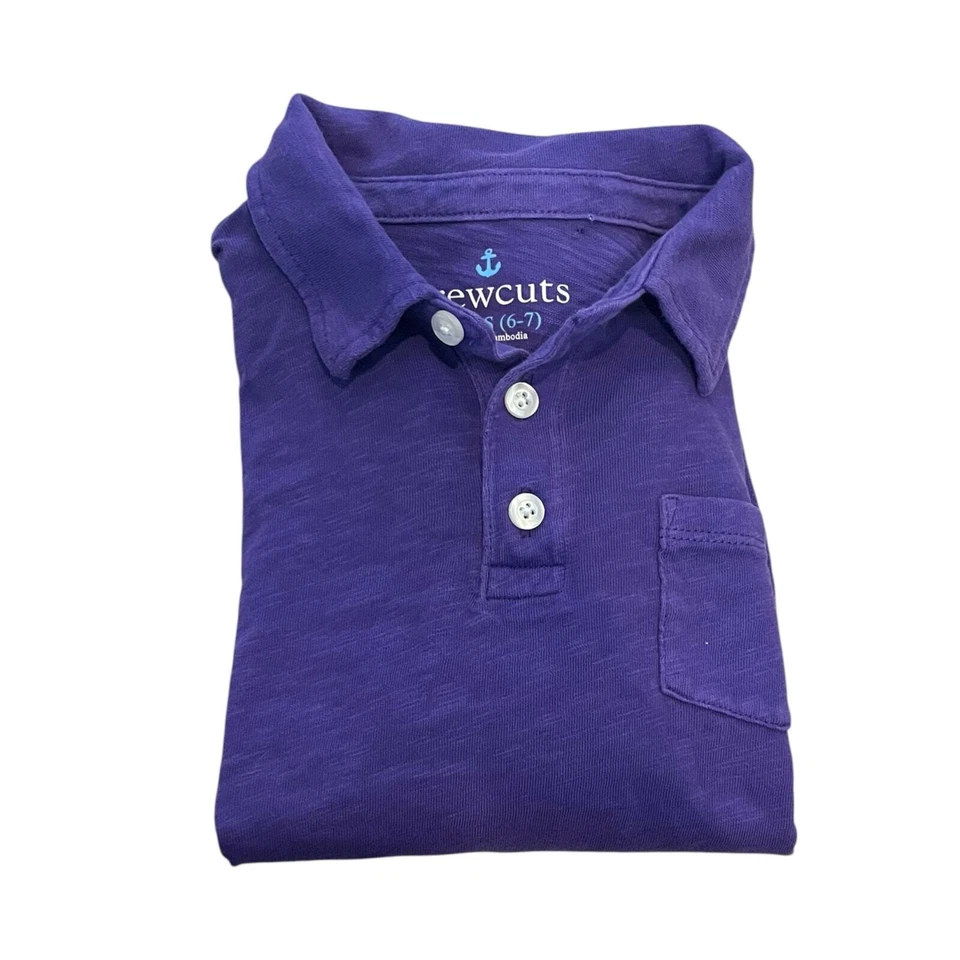 Camisa polo de manga larga Crewcuts para niños - púrpura, talla 6-7 (S) Foto 2 de 4