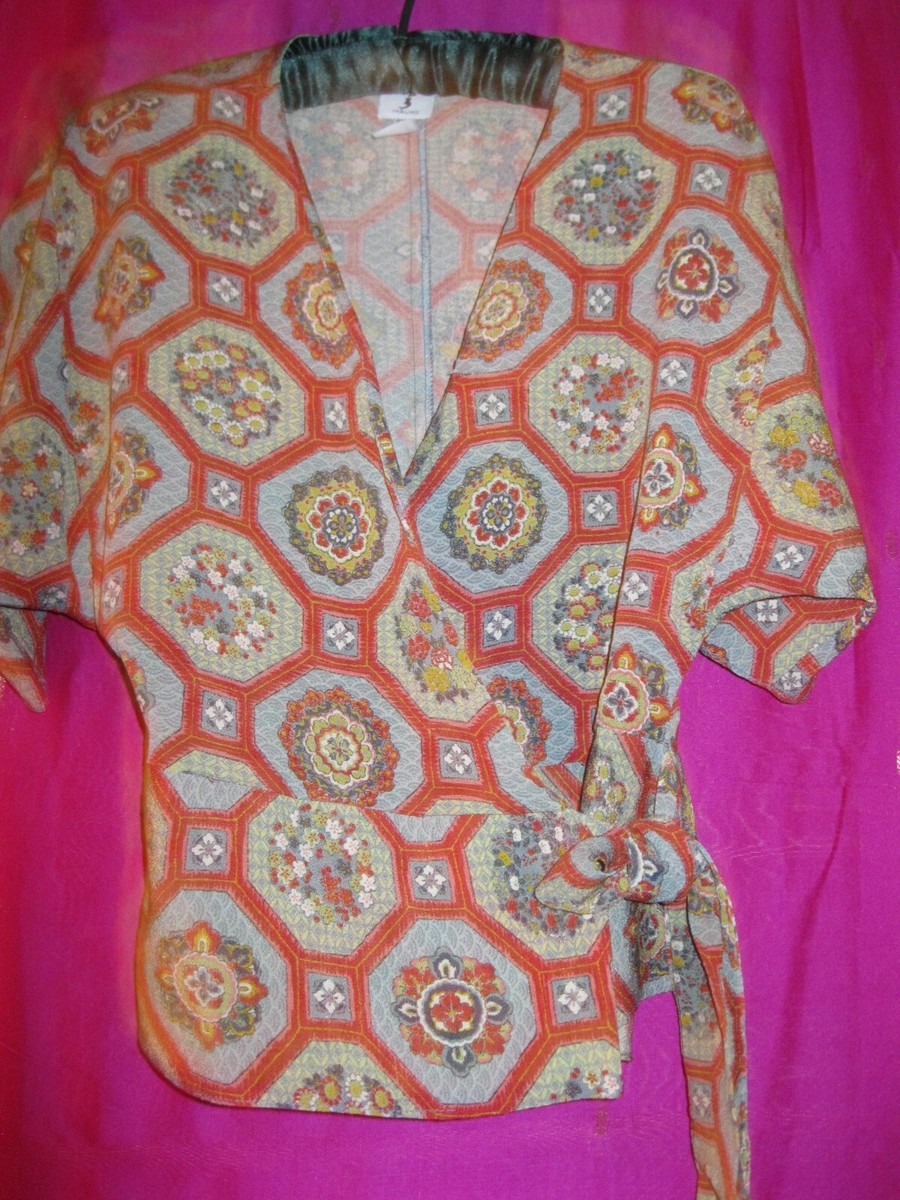 yakko様　オーダー品 JAPANESE JACKET, NEW, SZ. XS/S., GRAY PRINT, YASUKO LABEL, VINTAGE