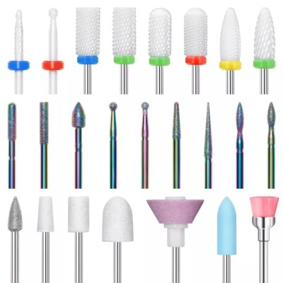 Modelones 24Pcs Nail Drill Bit Set 3/32  Ceramic Diamond Carbide Nail Drill...