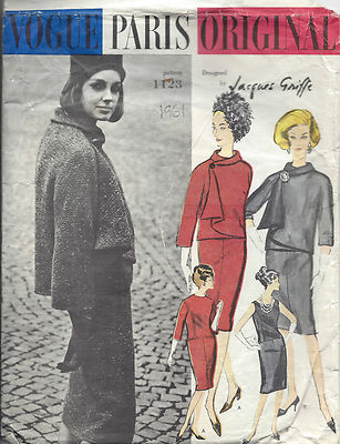 1961 Vintage Vogue Schnittmuster B31 Jacke & Kleid (1339R) Von Jacques Griffe