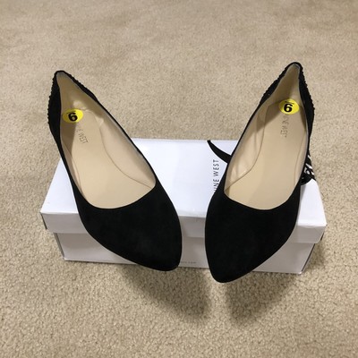 nine west black suede flats